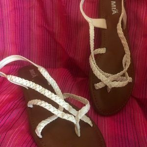 Braided white sandals